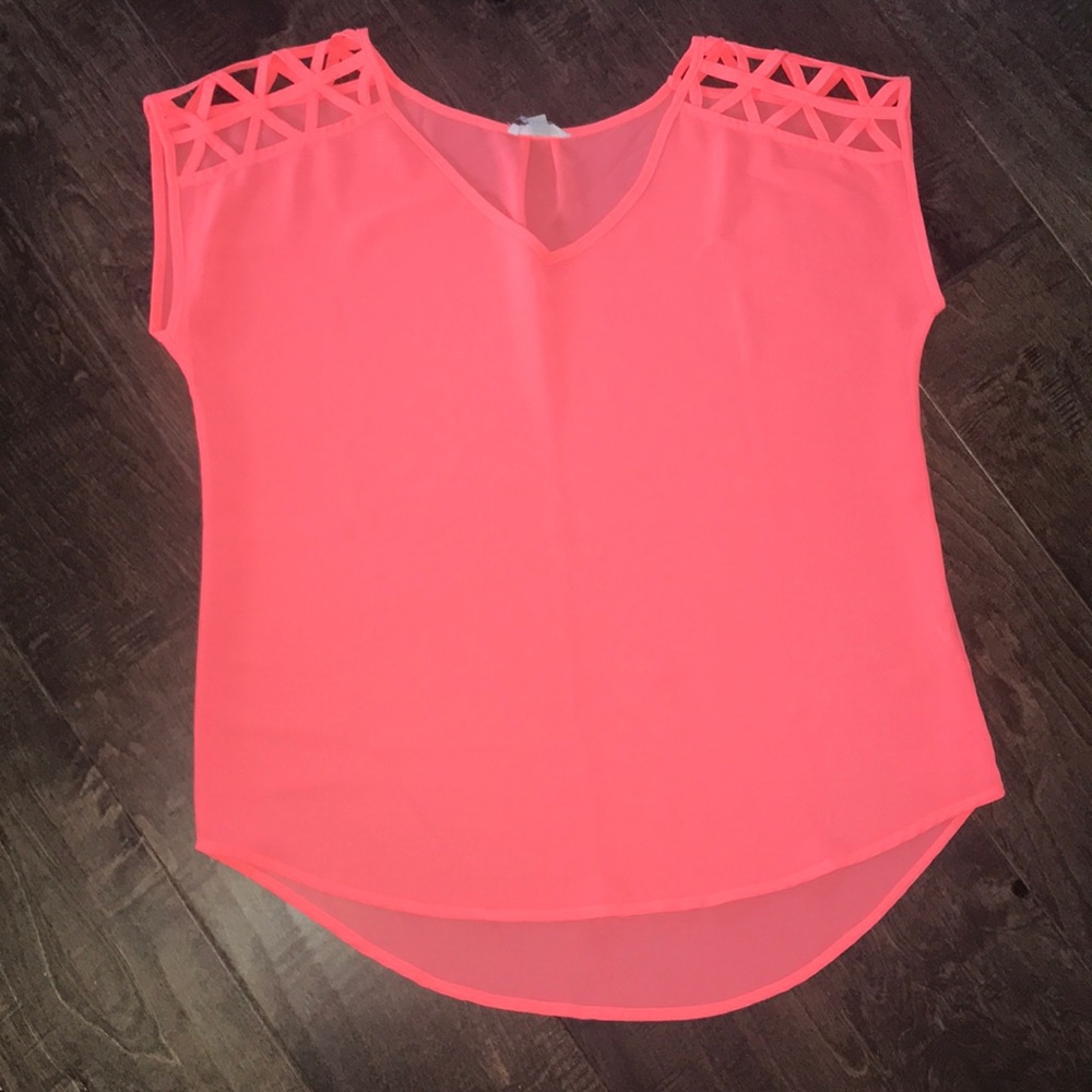 Bright pink semi sheer top